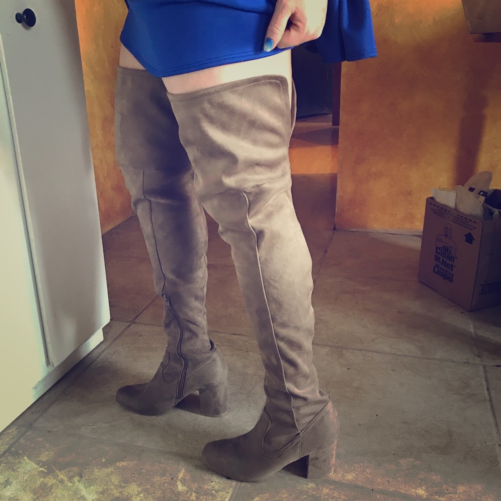 Suede thigh high boots